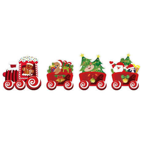 Decoratiune De Craciun, Pentru Gradina, Tip Trenulet, 4 Figurine + Bete De Infipt In Pamant, Din Plastic, Impermeabil - vivimall.ro