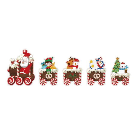 Decoratiune De Craciun, Pentru Gradina, Tip Trenulet, 5 Figurine + Bete De Infipt In Pamant, Din Plastic, Impermeabil - vivimall.ro