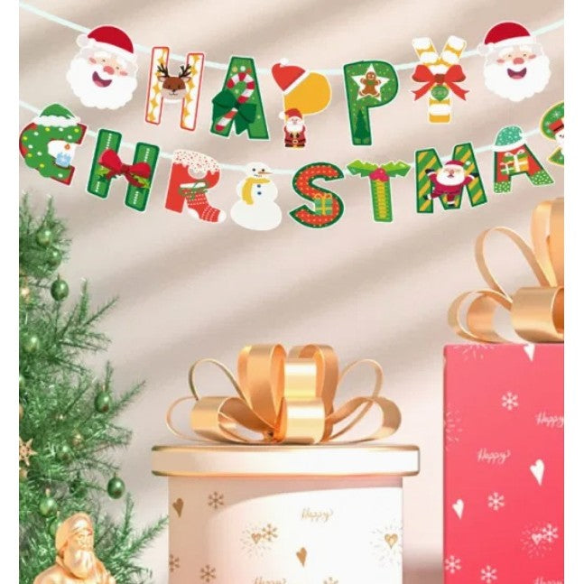 Decoratiune De Craciun, Tip Banner, 16 Piese, Pentru Usa Sau Perete, Sfoara Inclusa - vivimall.ro