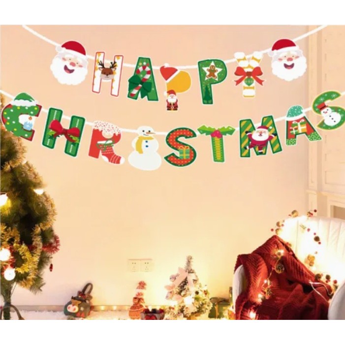 Decoratiune De Craciun, Tip Banner, 16 Piese, Pentru Usa Sau Perete, Sfoara Inclusa - vivimall.ro
