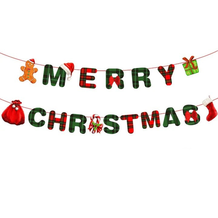 Decoratiune De Craciun, Tip Banner, Pentru Usa Sau Perete, Litere, 18 Piese, Sfoara Inclusa, Merry Christmas