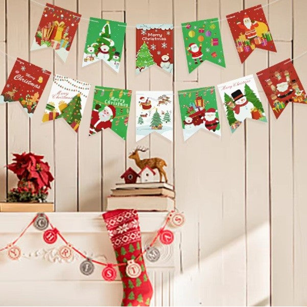 Decoratiune De Craciun, Tip Banner, 12 Piese, Pentru Usa Sau Perete, Sfoara Inclusa - vivimall.ro