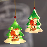 Decoratiune de Craciun Luminoasa in forma de Brad, 11.5 x 10.6 cm, Mos Craciun langa brad, cu agatatoare, Alb Cald, Flippy