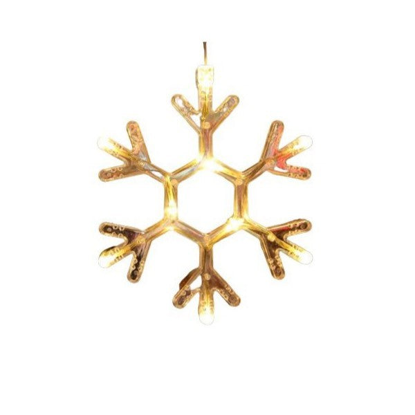 Decoratiune De Craciun Luminoasa In Forma De Fulg, Cu Ventuza