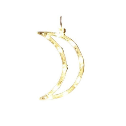 Decoratiune de Craciun Luminoasa in forma de Luna, 18.5x12 cm, cu Ventuza, Alb Cald, Vivimall - vivimall.ro