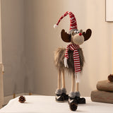 Decoratiune de Craciun Model Ren, Flippy, Textil, Ren cu Palarie si Fulgarin, Decor de Craciun Interior Exterior, 70 cm Inaltime, Gri