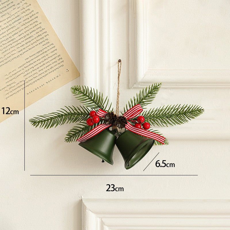 Decoratiune de Craciun pentru Brad, Flippy, Model 2 Clopotei de Craciun cu Crenguta de Brad, Decoratiune pentru Interior de Craciun, Verde mat - vivimall.ro