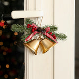 Decoratiune de Craciun pentru Brad, Flippy, Model 2 Clopotei de Craciun cu Crenguta de Brad, Decoratiune pentru Interior de Craciun, Auriu - vivimall.ro