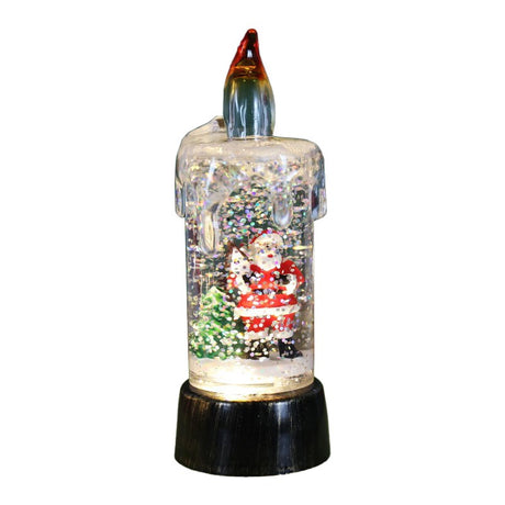 Decoratiune De Craciun Tip Lumanare, Lumanare De Cristal Cu Fulgi De Zapada, Iluminare Led, Baza Vintage Bronze - vivimall.ro