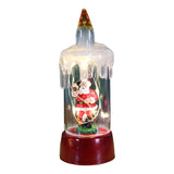 Decoratiune de Craciun tip Lumanare, Flippy, Lumanare de Cristal fara Fulgi de Zapada, Model Mos Craciun, Iluminare LED, 13 x 5 x 5 cm, Baza Rosie, Transparent