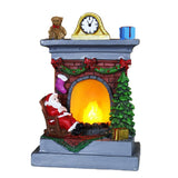 Decoratiune de Craciun tip Semineu, Flippy, Semineu Decorativ cu Foc din Rasina, Model Semineu cu Mos Craciun, Flacara Iluminare LED, 13.5 x 9 x 6 cm, Gri Rosu