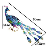 Decoratiune de Gradina cu Lampa solara, Flippy, Model Paun Pitic, Iluminare Led si Incarcare Solara, 66 x 33.5 x 26.5 cm, din Fier, Albastru Multicolor - vivimall.ro