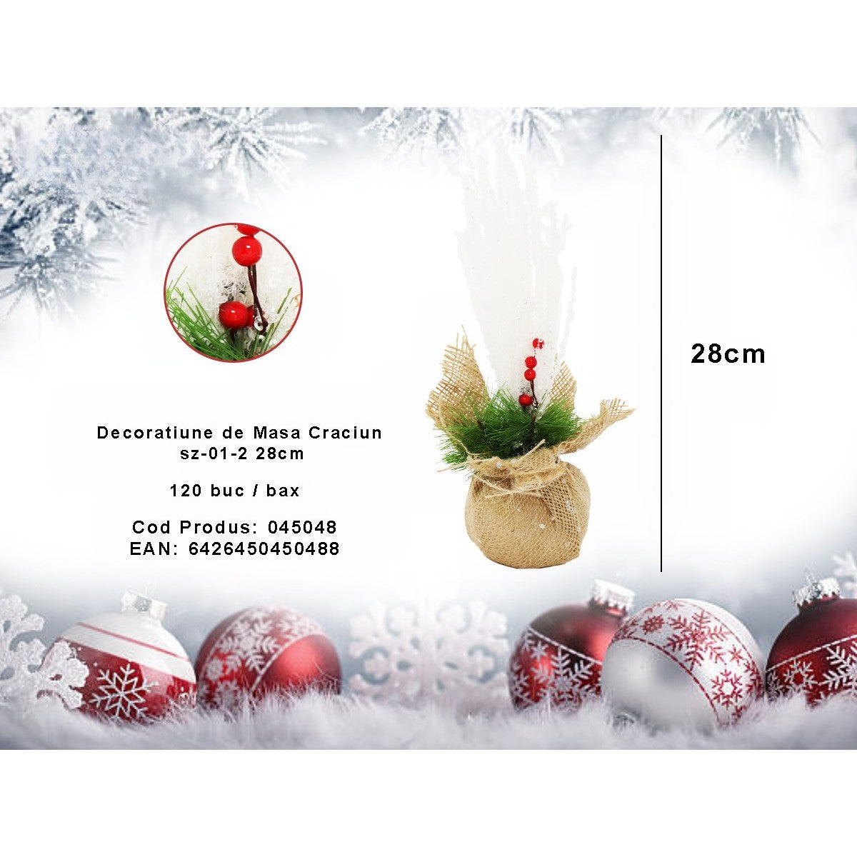 Decoratiune De Masa Pentru Craciun, Flori De Gheata, Din Paie - vivimall.ro