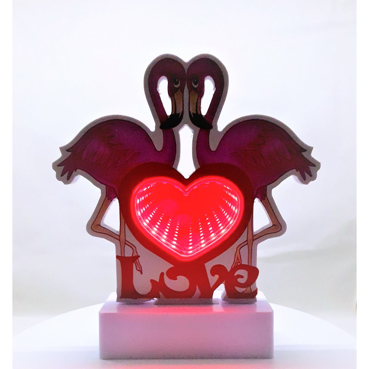 Decoratiune Luminoasa cu Baterii/Cablu Neon Flamingo Love 20 cm Alb Rece - vivimall.ro