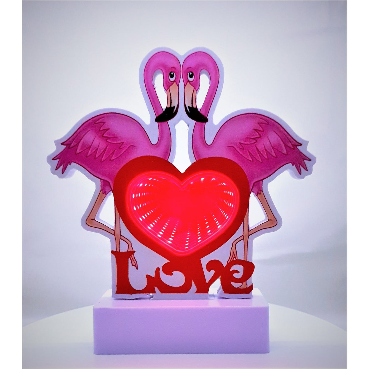 Decoratiune Luminoasa Cu Baterii/Cablu Neon Flamingo Love 20 Cm Rece