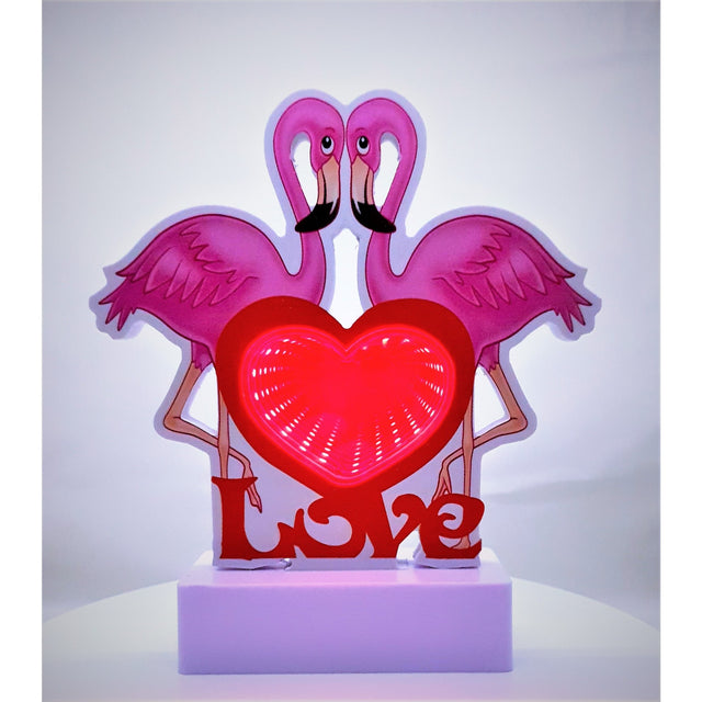 Decoratiune Luminoasa cu Baterii/Cablu Neon Flamingo Love 20 cm Alb Rece - vivimall.ro