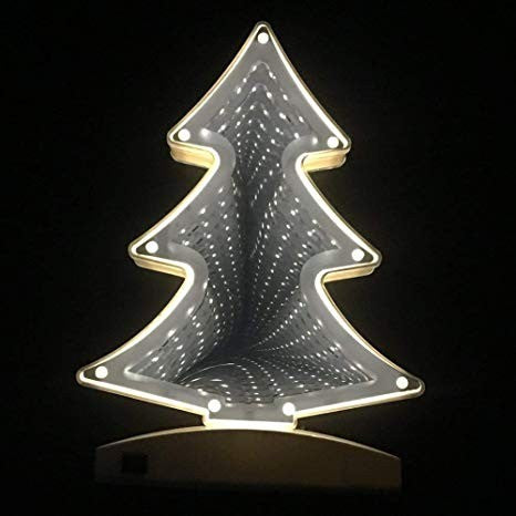 Decoratiune Luminoasa cu Baterii/USB Model Brad 20 cm Alb Cald - vivimall.ro