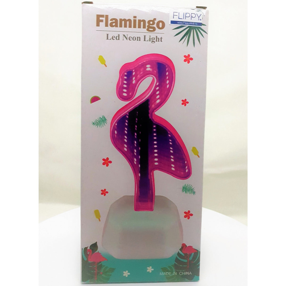Decoratiune Luminoasa Cu Baterii/Usb Neon Model Flamingo 20 Cm