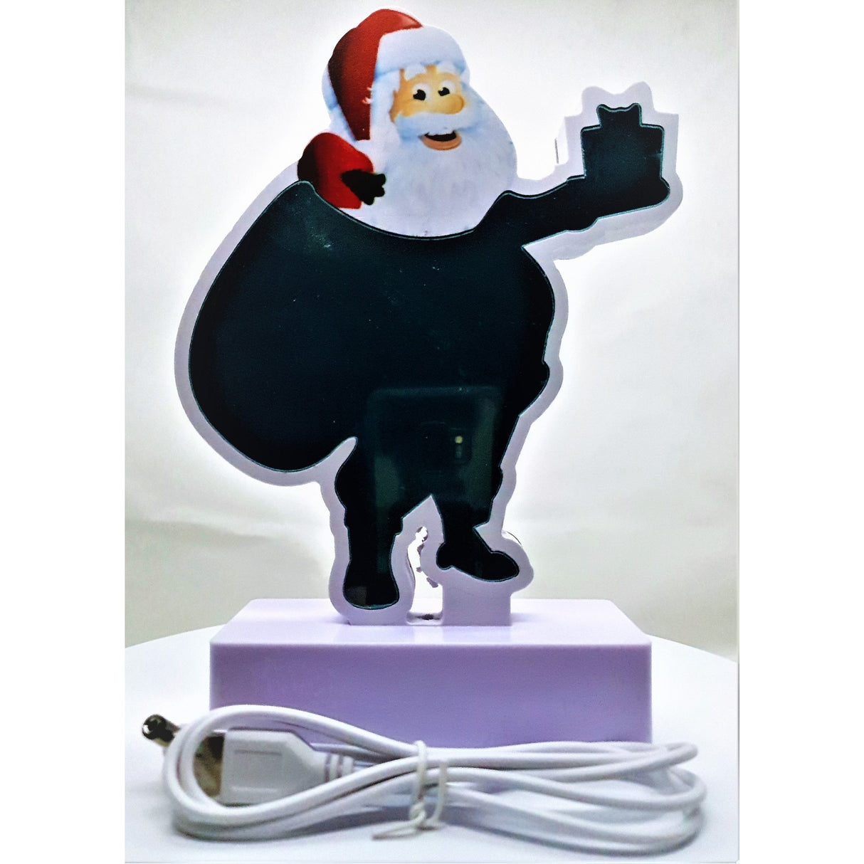 Decoratiune Luminoasa Cu Baterii/Usb Neon Model Mos Craciun 20 Cm Rece