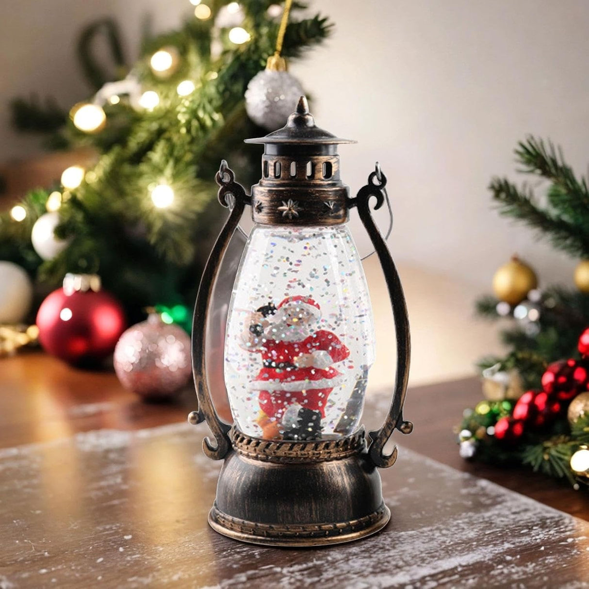 Decoratiune Luminoasa, Felinar De Craciun, Cu Lumina Led, Ornament , Cu Maner - vivimall.ro