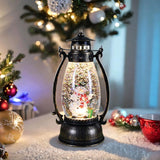 Decoratiune Luminoasa, Vivimall, Felinar de Craciun, cu Lumina LED, Ornament Model Lampa cu Ulei Om de Zapada, cu Maner, 14x7x6 cm, Negru, Resigilat - vivimall.ro