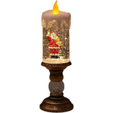 Decoratiune Luminoasa, Flippy, Lampa de Craciun, cu Lumina LED, Ornament Model Sfesnic cu Lumanare, Mos Craciun, 26x8.5x8.5 cm, Auriu