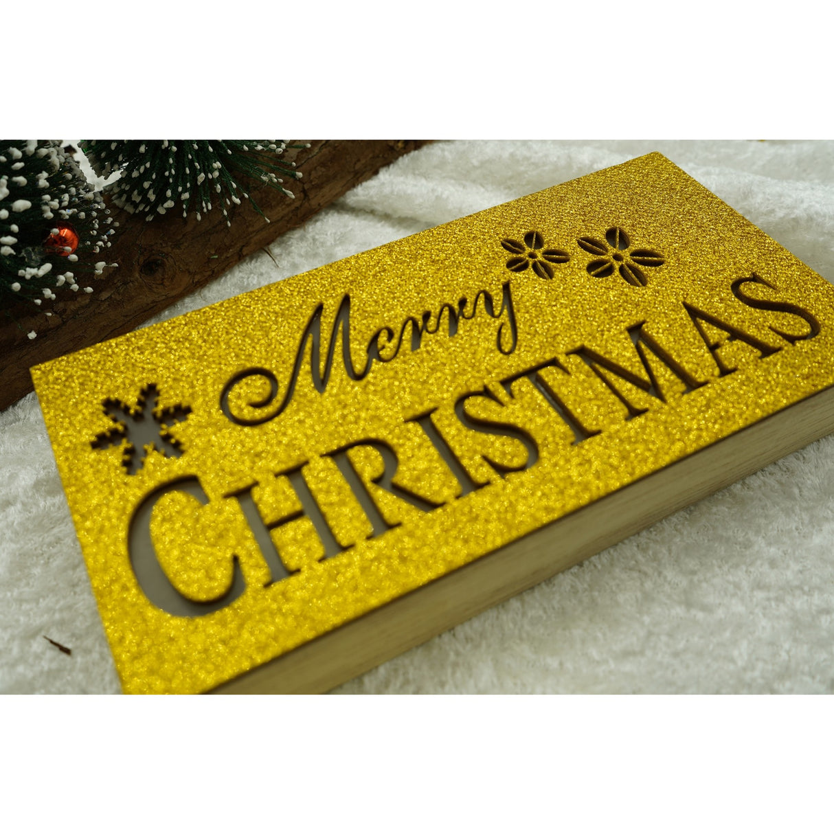 Decoratiune Luminoasa, Marry Christmas, Lungime: 19 Cm, Latime: 9 Cm, Inaltime: 4 Cm, Lemn, Interior/Exterior