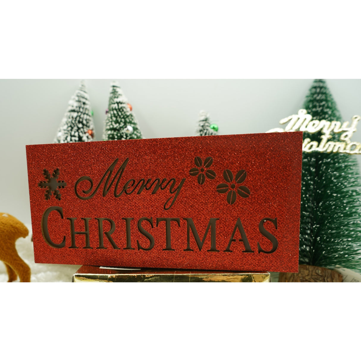 Decoratiune Luminoasa, Marry Christmas, Lungime: 19 Cm, Latime: 9 Cm, Inaltime: 4 Cm, Lemn, Interior/Exterior