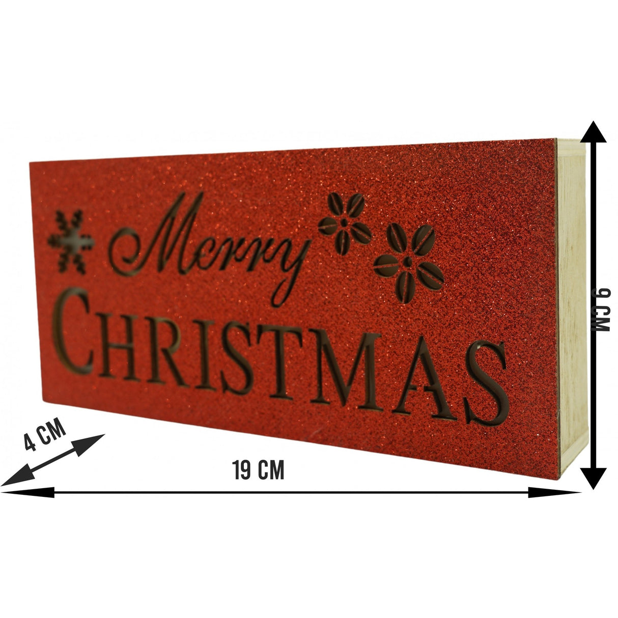 Decoratiune Luminoasa, Marry Christmas, Lungime: 19 Cm, Latime: 9 Cm, Inaltime: 4 Cm, Lemn, Interior/Exterior