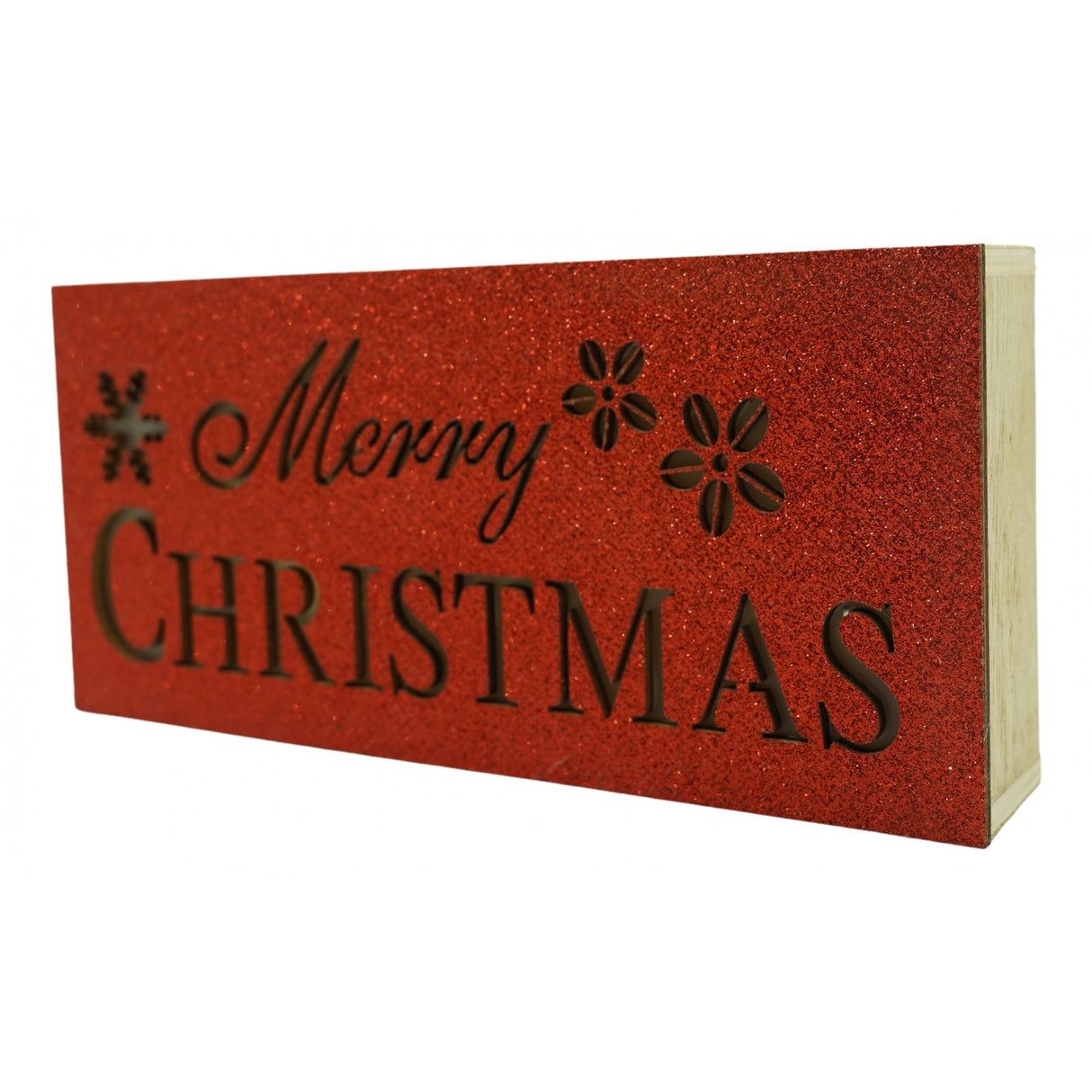 Decoratiune Luminoasa, Marry Christmas, Lungime: 19 Cm, Latime: 9 Cm, Inaltime: 4 Cm, Lemn, Interior/Exterior