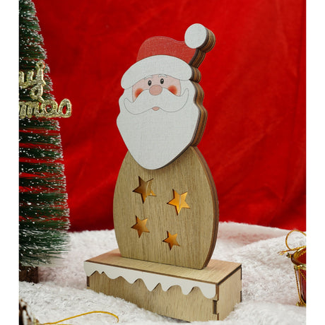 Decoratiune Luminoasa, Mos Craciun, Lungime: 10 Cm, Latime: 5 Cm, Inaltime: 19 Cm, Lemn, Interior/Exterior