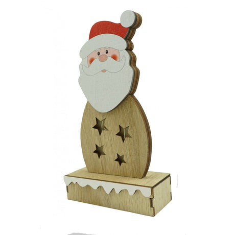 Decoratiune luminoasa, Flippy, Mos Craciun, maro, lungime: 10 cm, latime: 5 cm, inaltime: 19 cm, lemn, interior/exterior - vivimall.ro