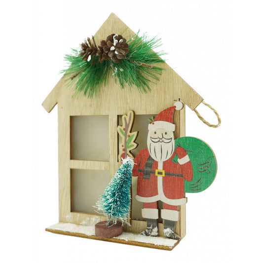 Decoratiune luminoasa, Vivimall, Mos Craciun, maro, lungime: 13 cm, latime: 5 cm, inaltime: 17 cm, lemn, interior/exterior - vivimall.ro