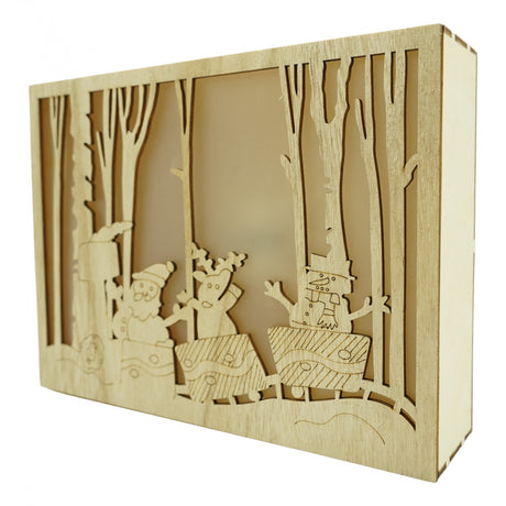 Decoratiune luminoasa, Flippy, Peisaj de iarna - Mos Craciun, maro, lungime: 21 cm, latime: 5 cm, inaltime: 16 cm, lemn, interior/exterior - vivimall.ro