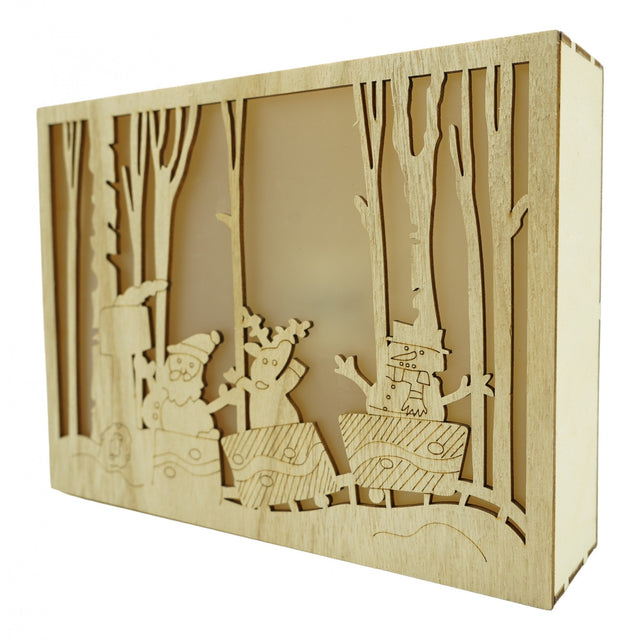 Decoratiune luminoasa, Flippy, Peisaj de iarna - Mos Craciun, maro, lungime: 21 cm, latime: 5 cm, inaltime: 16 cm, lemn, interior/exterior - vivimall.ro