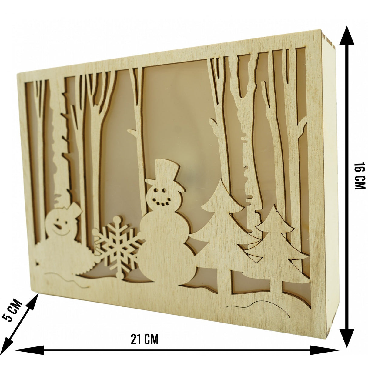 Decoratiune Luminoasa, Peisaj De Iarna - Om De Zapada, Lungime: 21 Cm, Latime: 5 Cm, Inaltime: 16 Cm, Lemn, Interior/Exterior