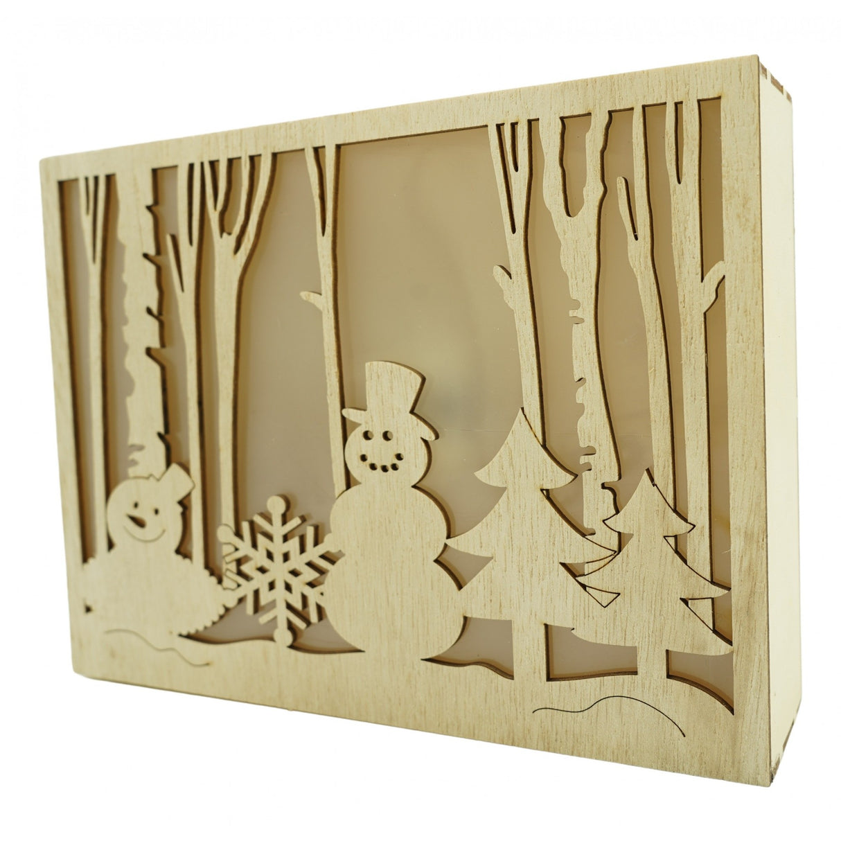 Decoratiune luminoasa, Flippy, Peisaj de iarna - Om de zapada, maro, lungime: 21 cm, latime: 5 cm, inaltime: 16 cm, lemn, interior/exterior - vivimall.ro