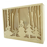 Decoratiune luminoasa, Flippy, Peisaj de iarna - Om de zapada, maro, lungime: 21 cm, latime: 5 cm, inaltime: 16 cm, lemn, interior/exterior - vivimall.ro