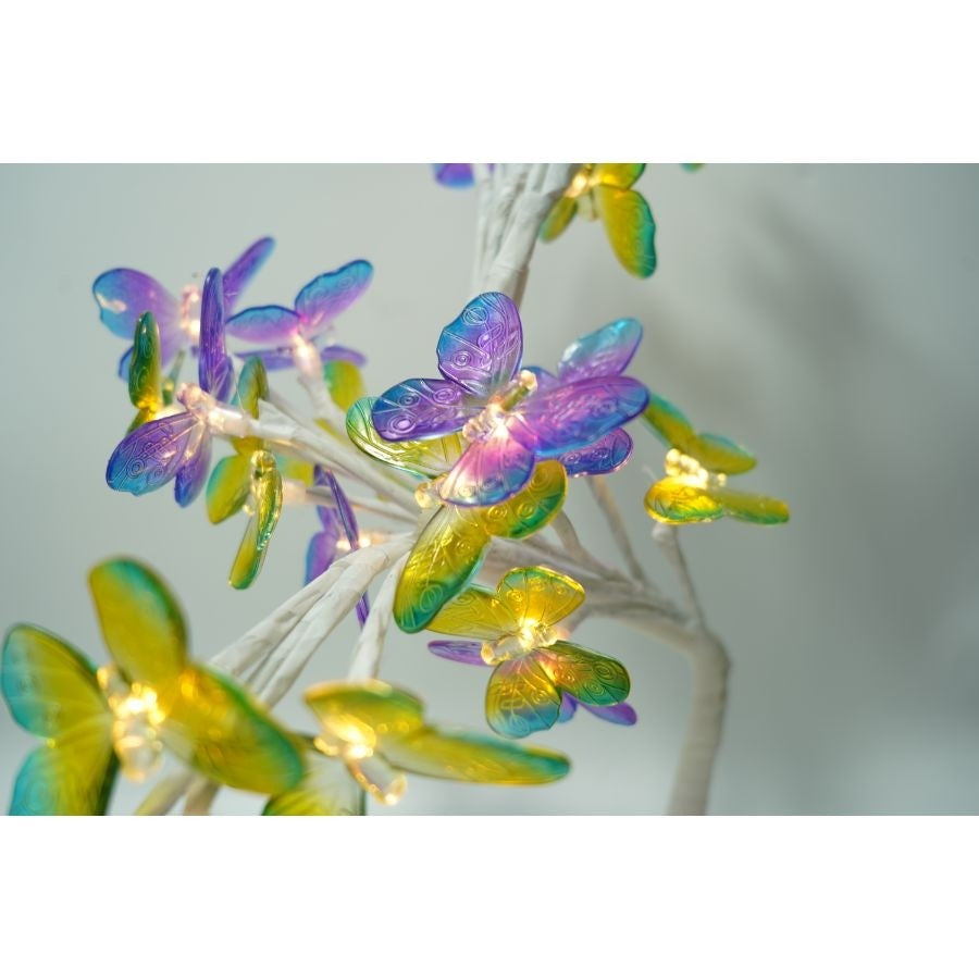 Decoratiune luminoasa, Vivimall, Tip copac cu fluturi, cu baterii/USB