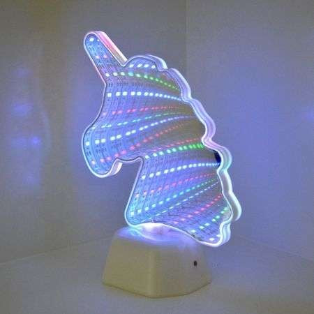 Decoratiune Luminoasa Infinity Mirror Unicorn 20 Cm