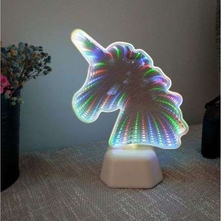 Decoratiune Luminoasa Infinity Mirror Unicorn 20 Cm