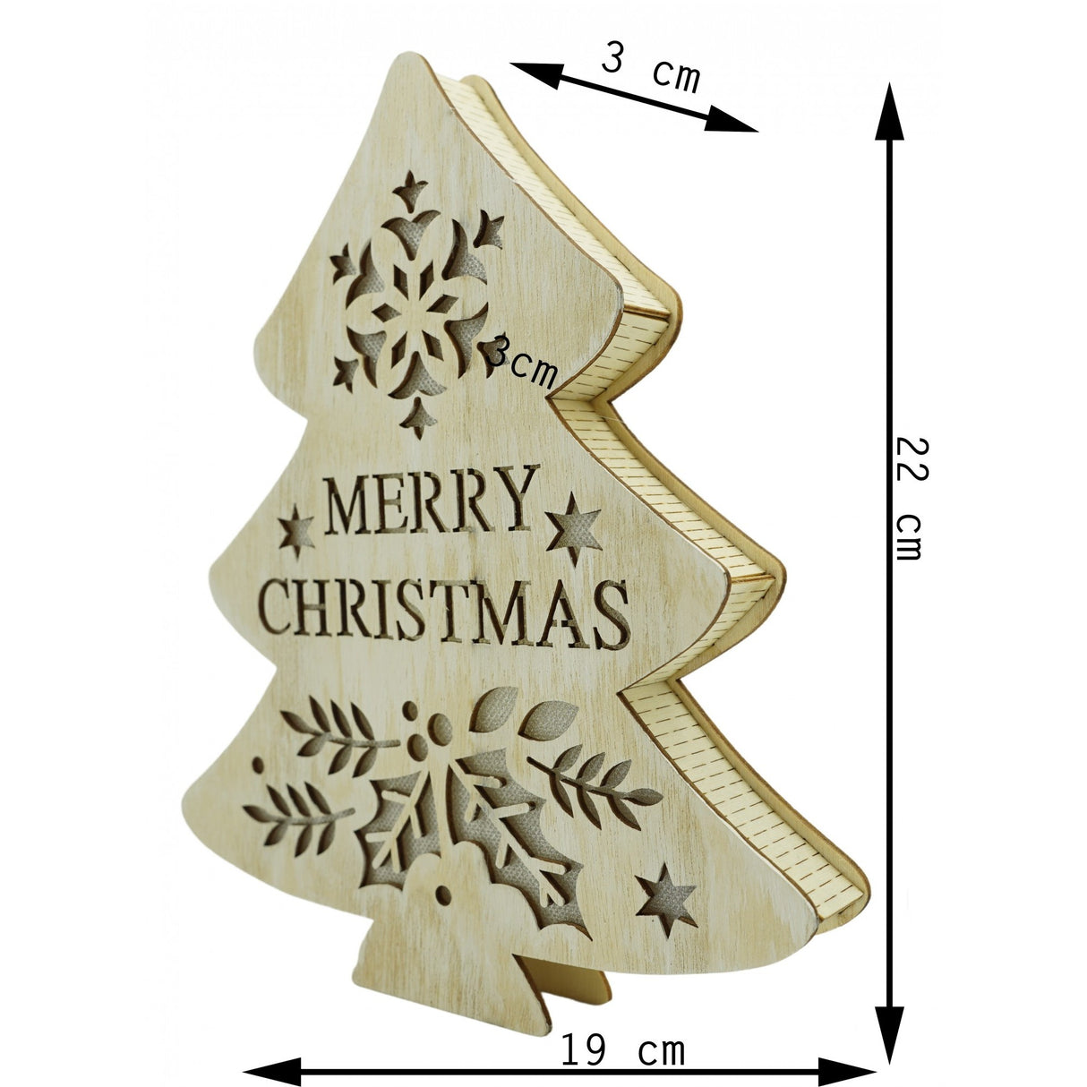 Decoratiune Luminoasa, Lungime: 19 Cm, Latime: 3 Cm, Inaltime: 22 Cm, Lemn, Interior/Exterior