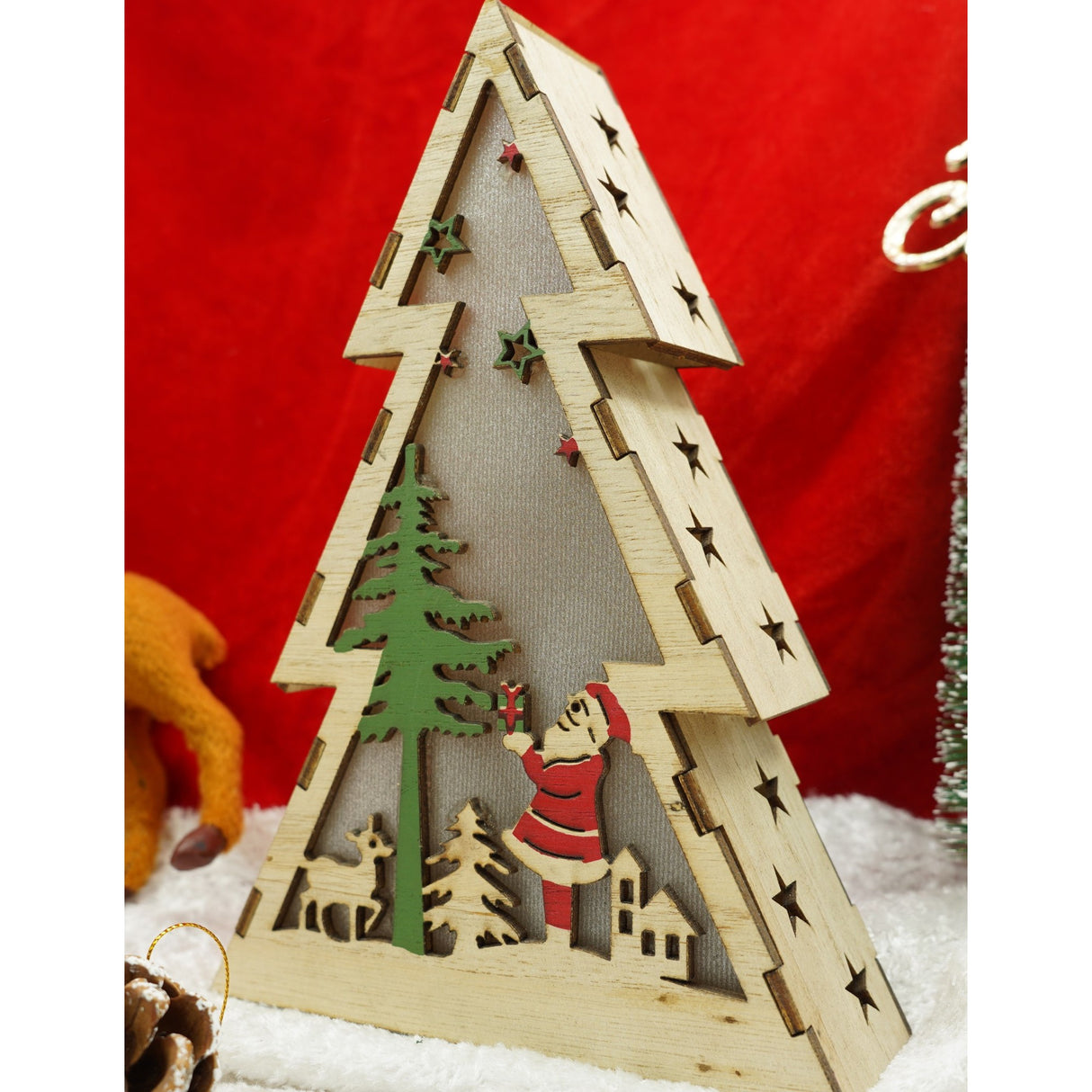 Decoratiune Luminoasa, Lungime: 14 Cm, Latime: 5 Cm, Inaltime: 20 Cm, Lemn, Interior/Exterior