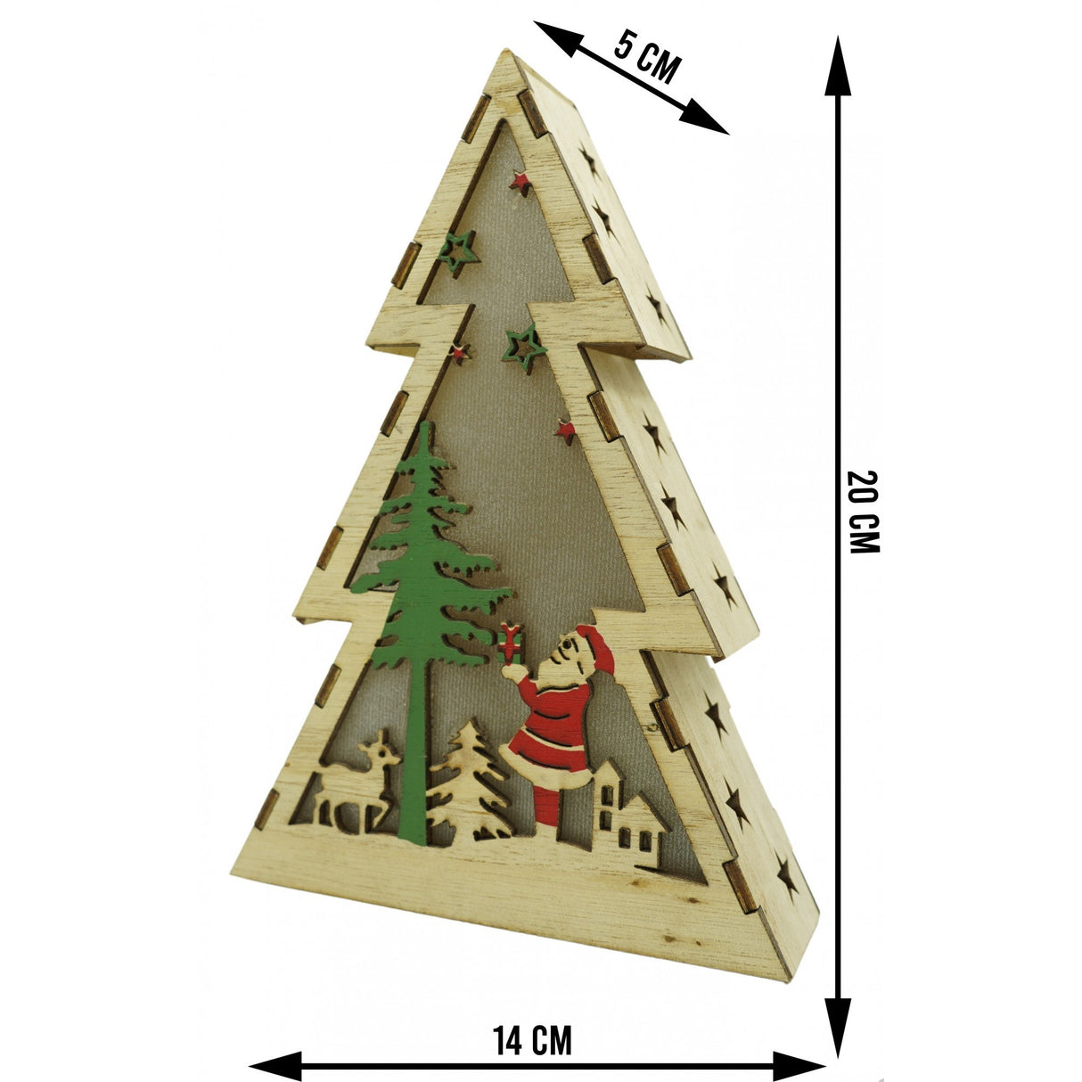 Decoratiune Luminoasa, Lungime: 14 Cm, Latime: 5 Cm, Inaltime: 20 Cm, Lemn, Interior/Exterior