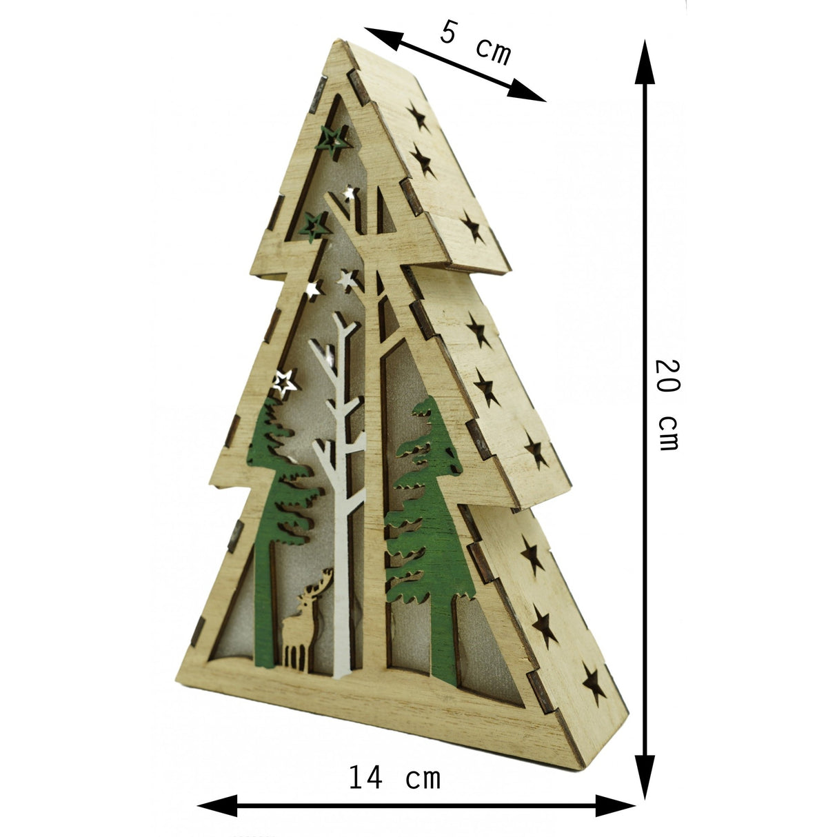 Decoratiune Luminoasa, Lungime: 14 Cm, Latime: 5 Cm, Inaltime: 20 Cm, Lemn, Interior/Exterior