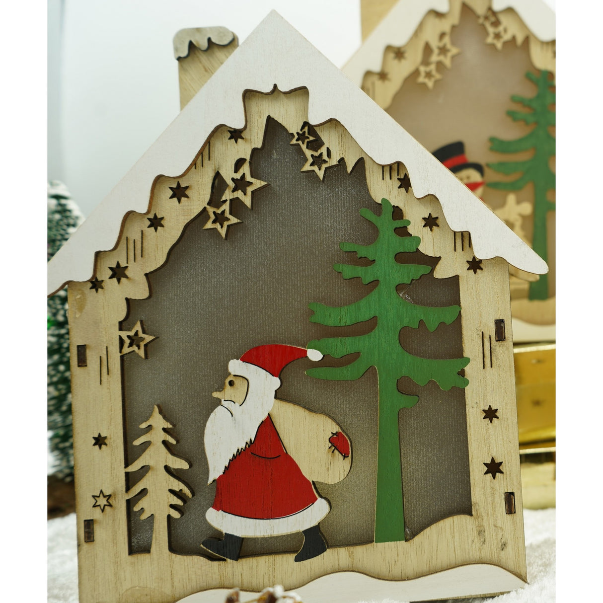 Decoratiune Luminoasa, Lungime: 18 Cm, Latime: 21 Cm, Inaltime: 5 Cm, Lemn, Interior/Exterior