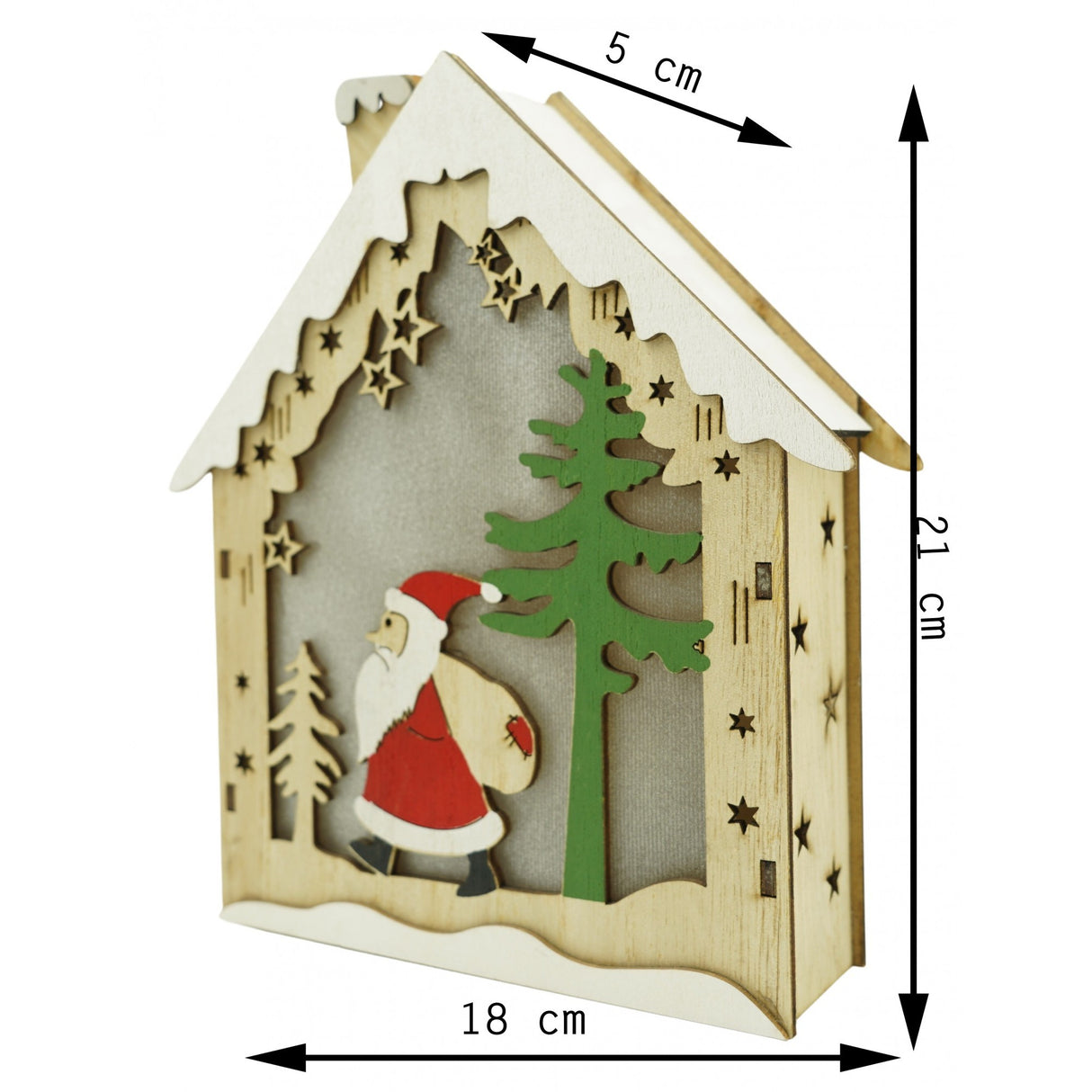 Decoratiune Luminoasa, Lungime: 18 Cm, Latime: 21 Cm, Inaltime: 5 Cm, Lemn, Interior/Exterior
