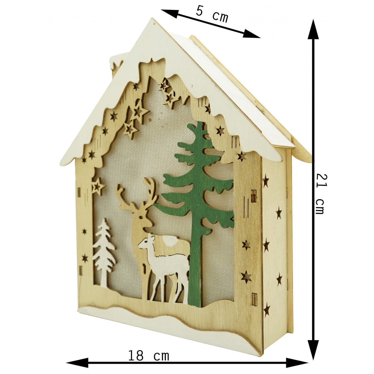 Decoratiune Luminoasa, Lungime: 18 Cm, Latime: 5 Cm, Inaltime: 21 Cm, Lemn, Interior/Exterior