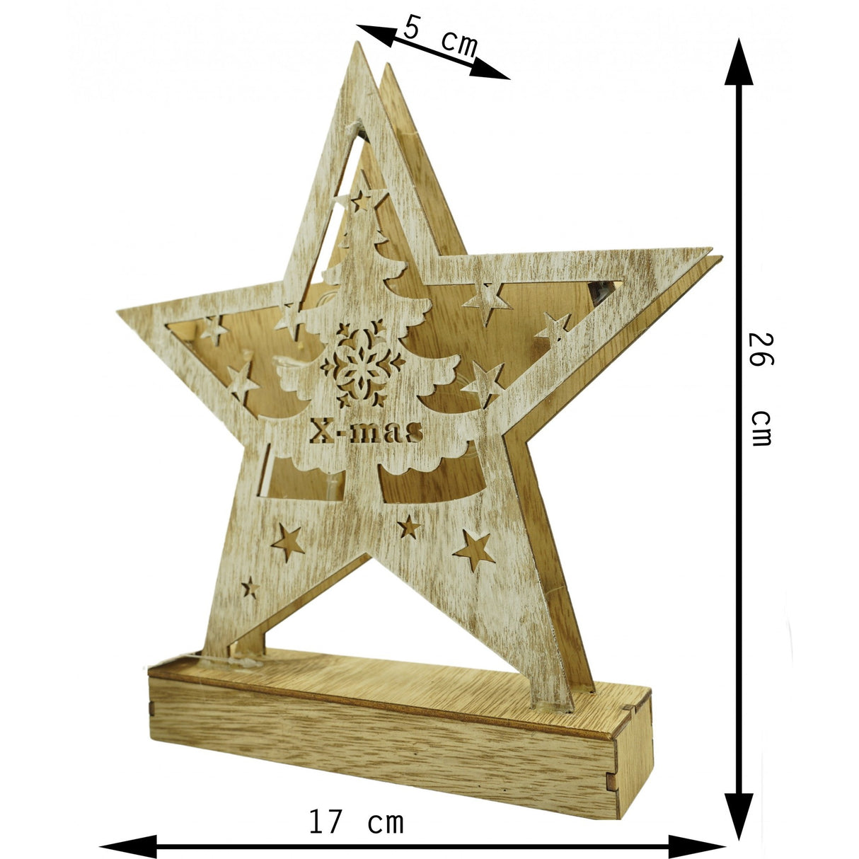 Decoratiune Luminoasa, Lungime: 19 Cm, Latime: 5 Cm, Inaltime: 26 Cm, Lemn, Interior/Exterior