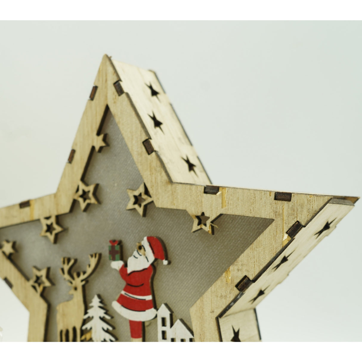 Decoratiune Luminoasa, Lungime: 18 Cm, Latime: 18 Cm, Inaltime: 4 Cm, Lemn, Interior/Exterior